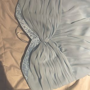 David’s bridal size 8 strapless light blue crinkle chiffon dress  dry cleaned ,
